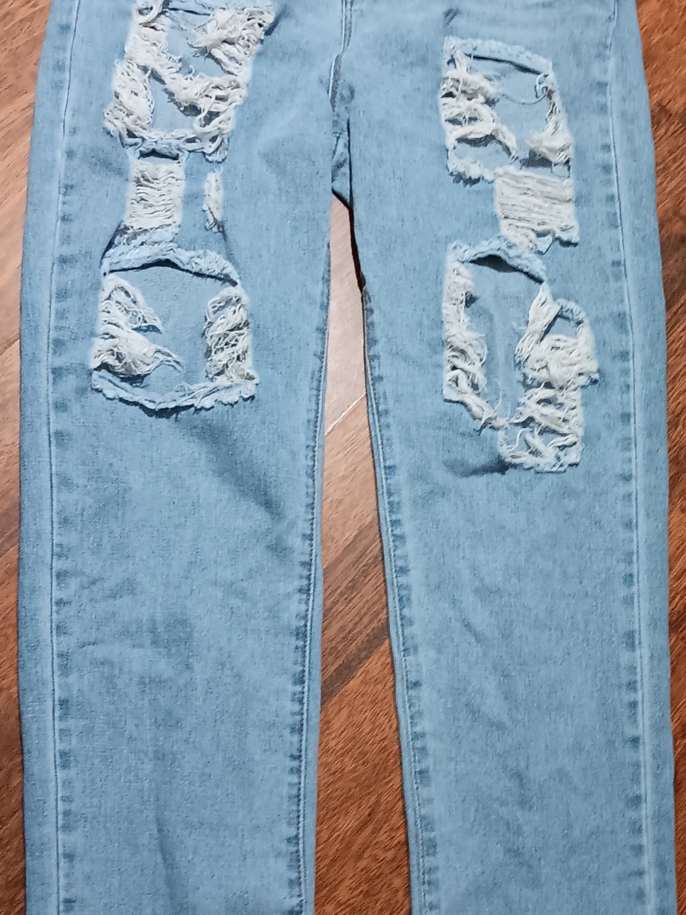 Light Blue Distressed Ripped Jeans - Picture 2 of 4